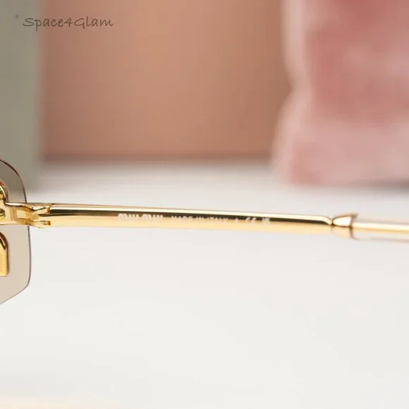 Miu Miu Men Sunglasses Gold Bronze Mirror Gradient Rectangle MUA51S 5AK20P NEW
